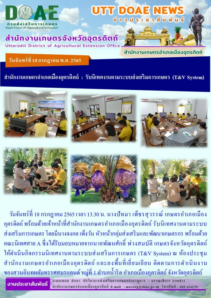 รับนิเทศงานตามระบบส่งเสริมการเกษตร (T&V System)