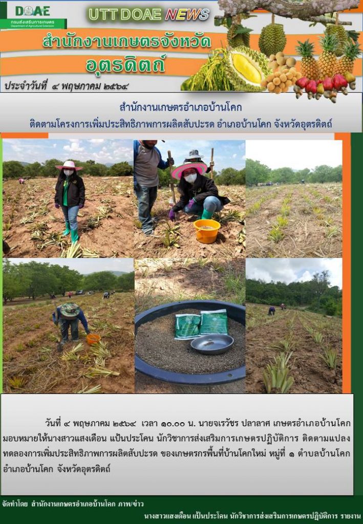 สรุปข่าวสำนักงานเกษตรจังหวัดอุตรดิตถ์ วันอังคารที่ 4 พฤษภาคม พ.ศ. 2564